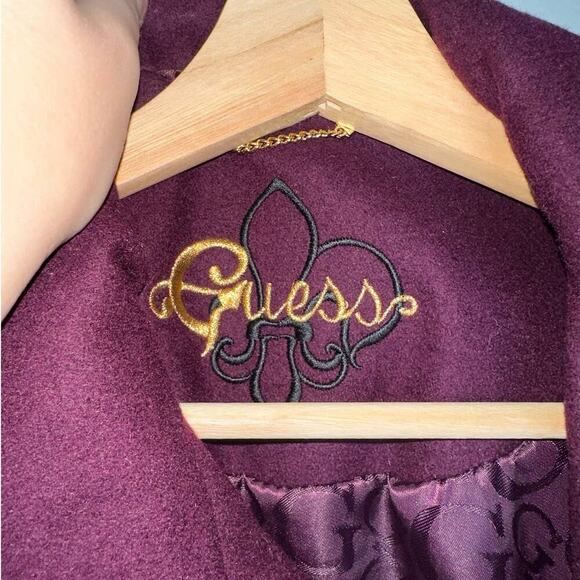 Guess Vintage Wool Blend Trench Coat/Jacket Dark Purple Women's Size Small - Picture 6 of 8
